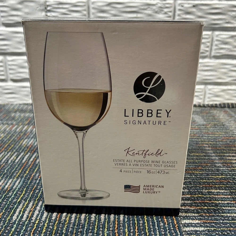 Libbey Wine Glasses 16oz Clear Kentfield Signature Estate 4 Piece Set New in Box